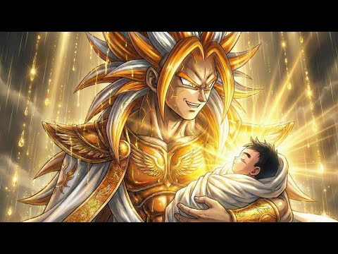 Goku the perfect golden ruler emerges and saves his third son, dazzling everyone. Zeno transforms