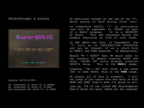 Foenix F256 SuperBASIC - What about "?" / PEEK(x) / POKE and errata for Part 6  - (1 minute)