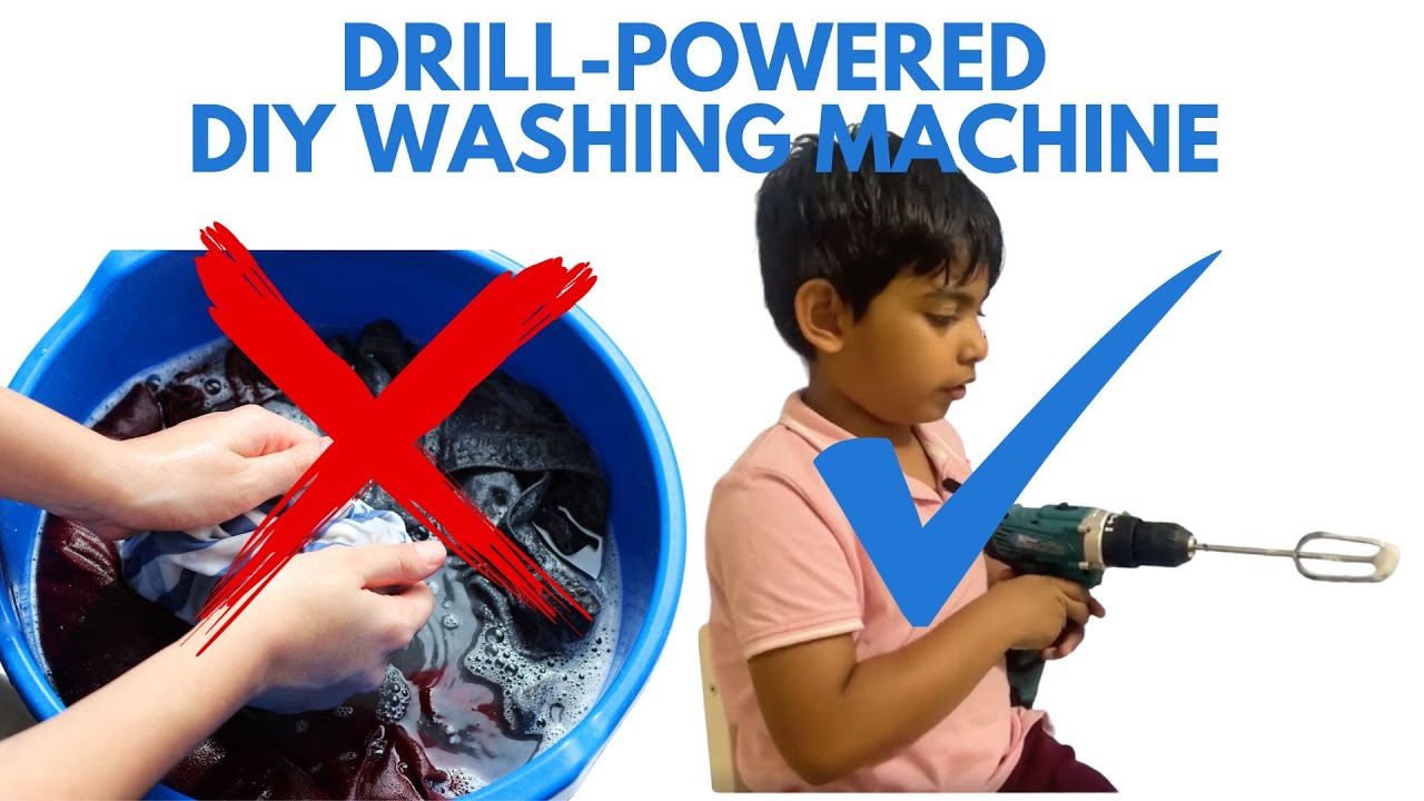 6 yo makes a homemade Mini Washer Made with Drill and batter beater blade