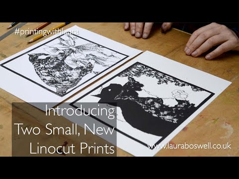 Two Multi block Lino Artist Support Pledge Prints