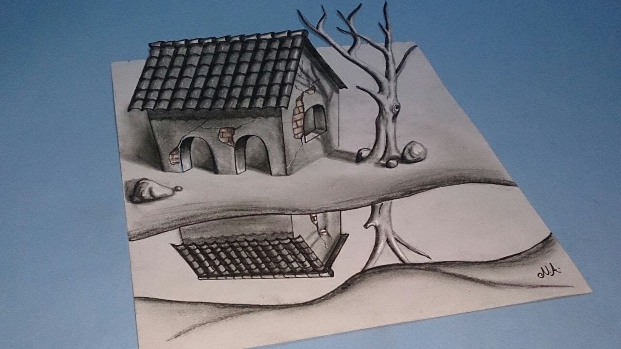 3d drawing of a hut scenary by naushad ahmad