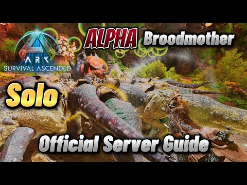 Ark: Survival Ascended EASY Alpha Broodmother Boss Fight The Island SOLO OFFICIAL SETTINGS