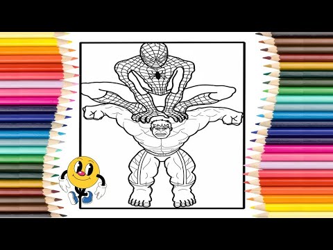 SPIDERMAN ON THE TOP OF HULK | Small Coloring Book