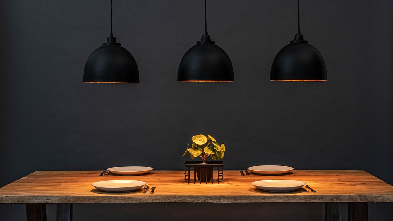 Eettafel hanglamp 3-kappen zwart-goud | Straluma 12210644