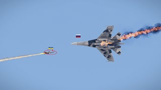 Ukrainian anti-aircraft missiles hit three Russian Su-25 attack planes.