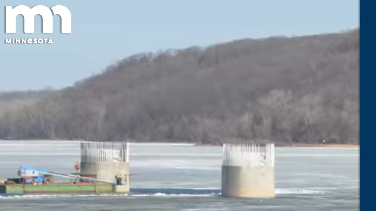 St. Croix Crossing river bridge piers construction time lapse