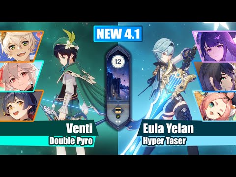 NEW Spiral Abyss 4.1! C0 Venti Double Pyro & C0 Eula Yelan Hyper Taser | Floor 12 Full Star Clear