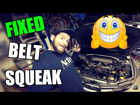SUBARU BELT SQUEAK FIXED! TIGHTEN BELTS & REPLACE AC IDLER PULLEY!