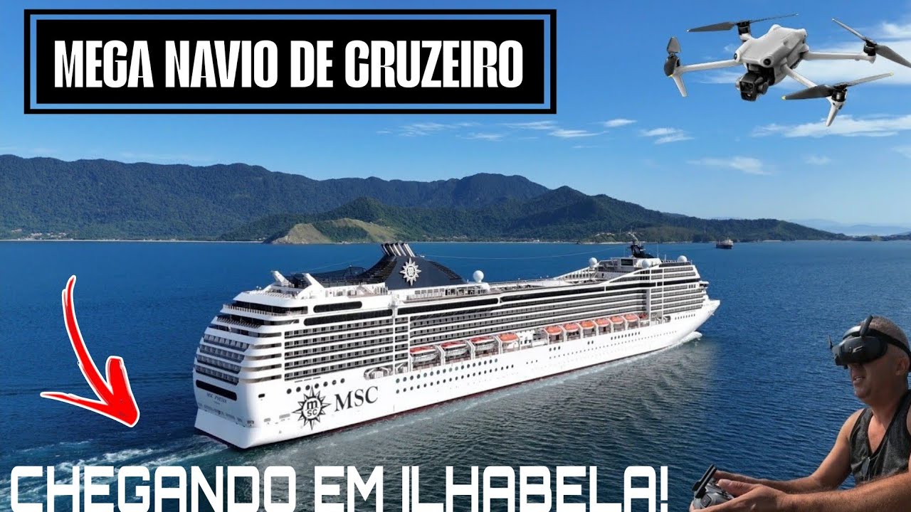 Drone registra a chegada de um NAVIO de CRUZEIRO em ILHABELA!
