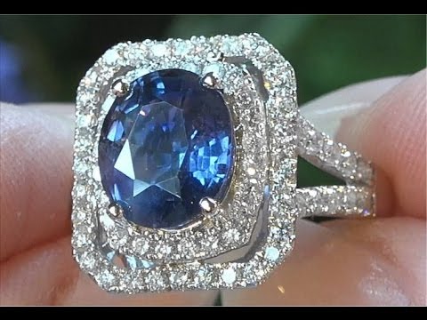 GIA Certified UNHEATED Blue Changing To Violet Color Change Sapphire & Diamond Ring - C252