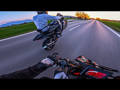 Superduke 1290 - VS - Tuono V4 1100 / Sunset +Wheelie