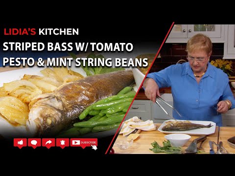 Striped Bass with Tomato Pesto and Mint String Beans