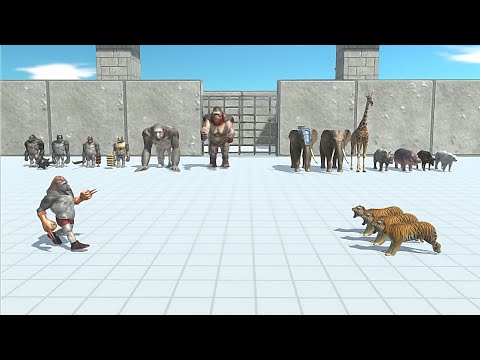 3 VS 1 MUTANT PRIMATES VS MODERN MAMMALS - Animal Revolt Battle Simulator