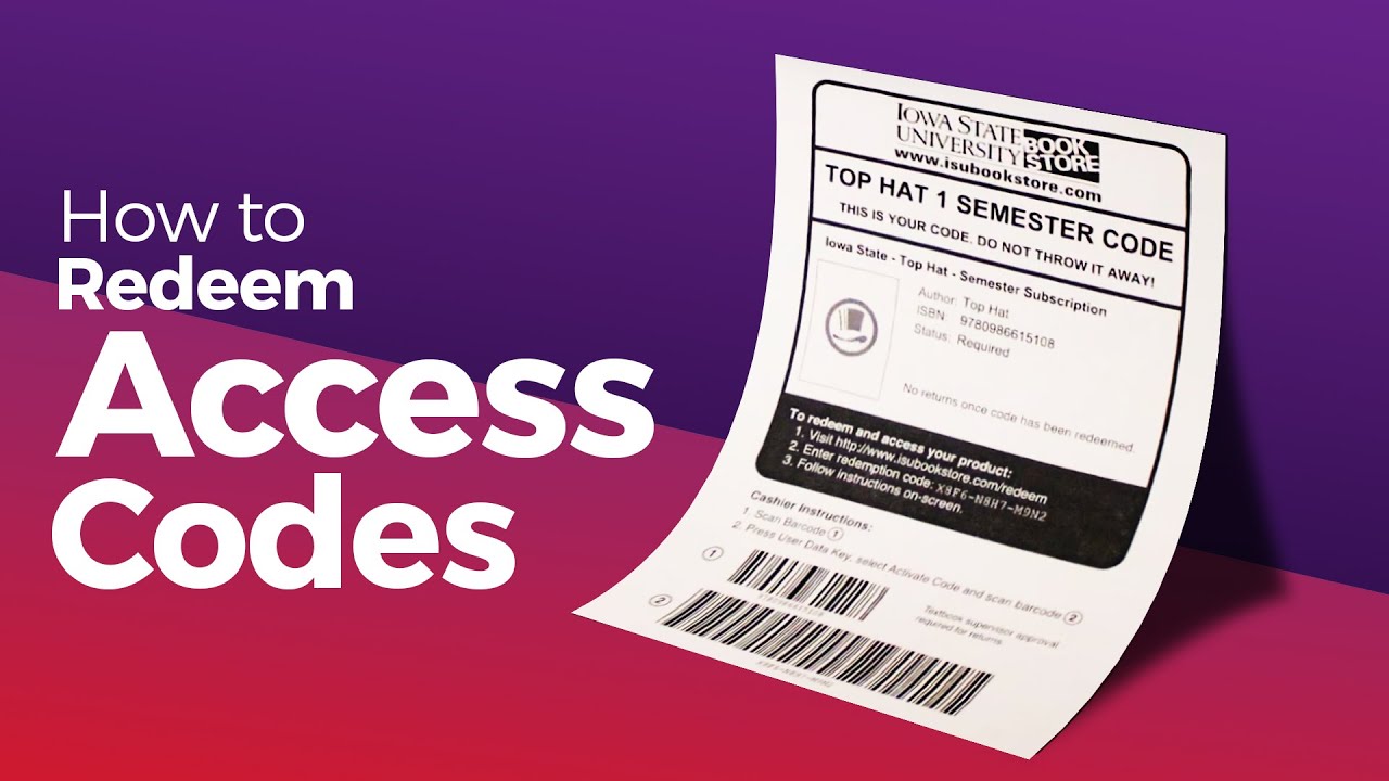 How to Redeem Access Codes Purchased at the ISU Book Store