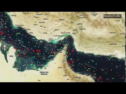 Vessel tracker showing traffic in Strait of Hormuz