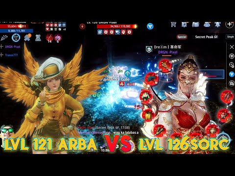 MIR4 Lvl 121 Arba VS Lvl 126 Sorc | Arrow VS Magic | Secret peak Battle |