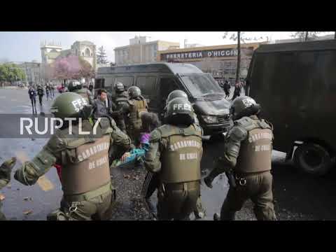 Chile: Drone captures epic clashes during education reform protest