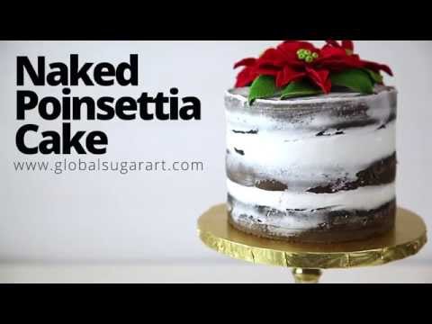 Naked Cake with Poinsettias