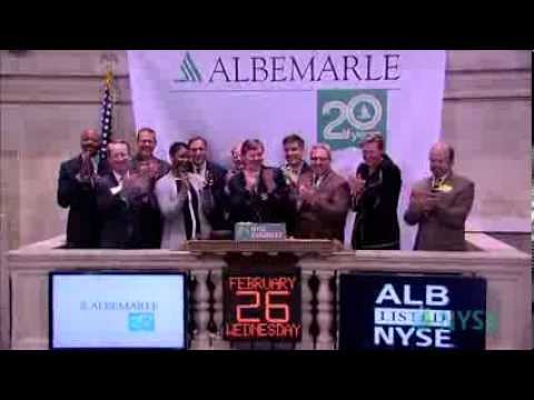 Albemarle Celebrates 20 Years of Trading on the NYSE