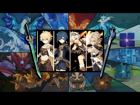 Full Sword Party Against All Bosses In The Game - Genshin Impact