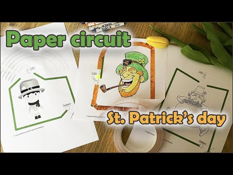 St. Patrick’s day paper circuit STEM diy / electrical cards project with LED