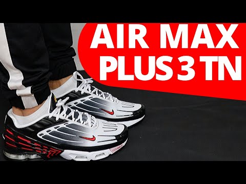 Nike TN AIR MAX PLUS 3 Black/White/University Red On Foot