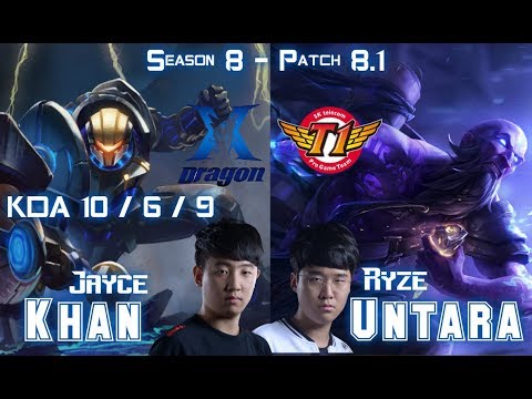 KZ Khan JAYCE vs SKT T1 Untara RYZE Top - Patch 8.1 KR Ranked