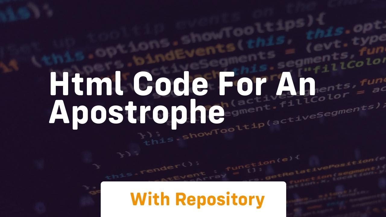 html code for an apostrophe
