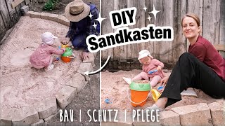 Sandkasten selber bauen mit Steinen | Tipps zu Spielsand, Sandkastenabdeckung, Schutz & Pflege