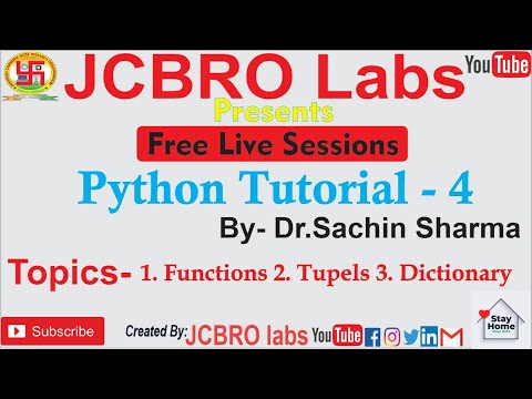 Live Python Tutorial 4 Functions Tuples Dictionary