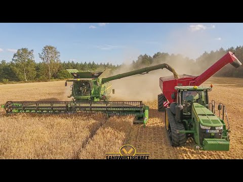 XXL FARMING IN DEUTSCHLAND - Dreschen - Getreideernte - John Deere S790i, 8RT & Case Axial-Flow 9230