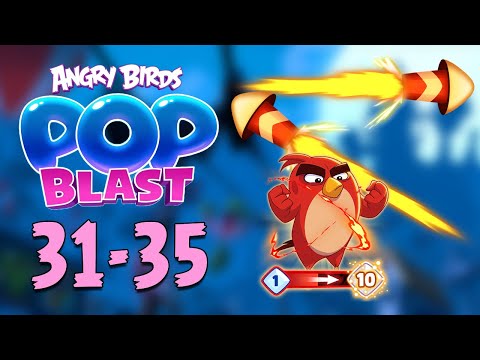 Angry Birds Pop Blast Gameplay Pt 6: Levels 31-35 - Rockets and SUPER CHARGE!