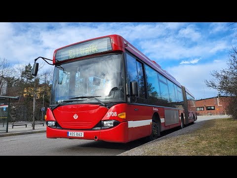 Linje 165 Högdalen-Farsta centrum med Keolis 3708 (Scania OmniLink I CL94UA)