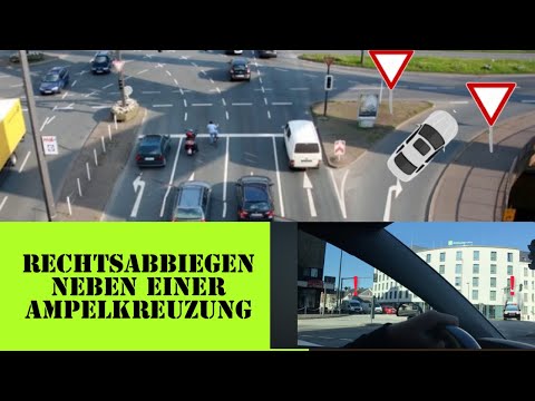 Rechtsabbiegen neben einer Ampelkreuzung/richtiges Verhalten bei Vorfahrt gewähren