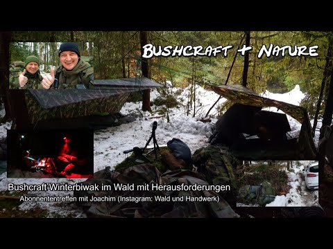 Bushcraft Winterbiwak im Wald mit Herausforderungen