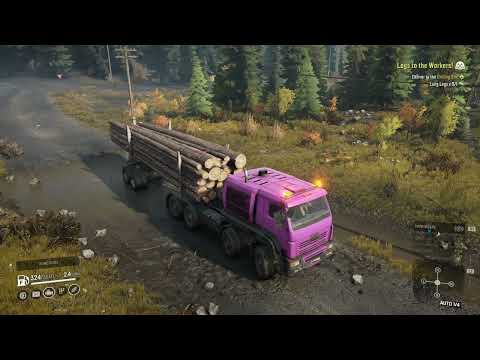 SnowRunner Gameplay Walkthrough - Logs to the workers/drilling site - Part 24 (PS4)