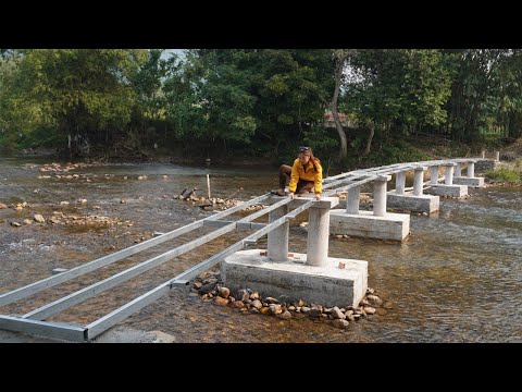 TIMELAPSE: 125 Days Building an amazing iron bridge 10k$ over stream to the island off grid
