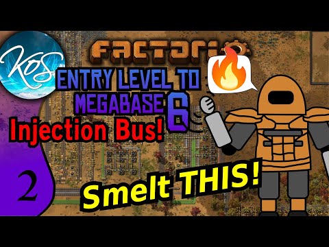 Factorio - Entry Level to Megabase 6: Injection Bus 2 - SETTING UP SMELTING - Guide, Tutorial