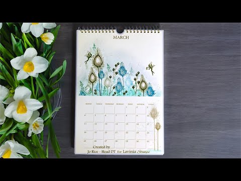 Star Burst in Blue on our March Calendar Page by Jo Rice - A Lavinia Stamps Tutorial