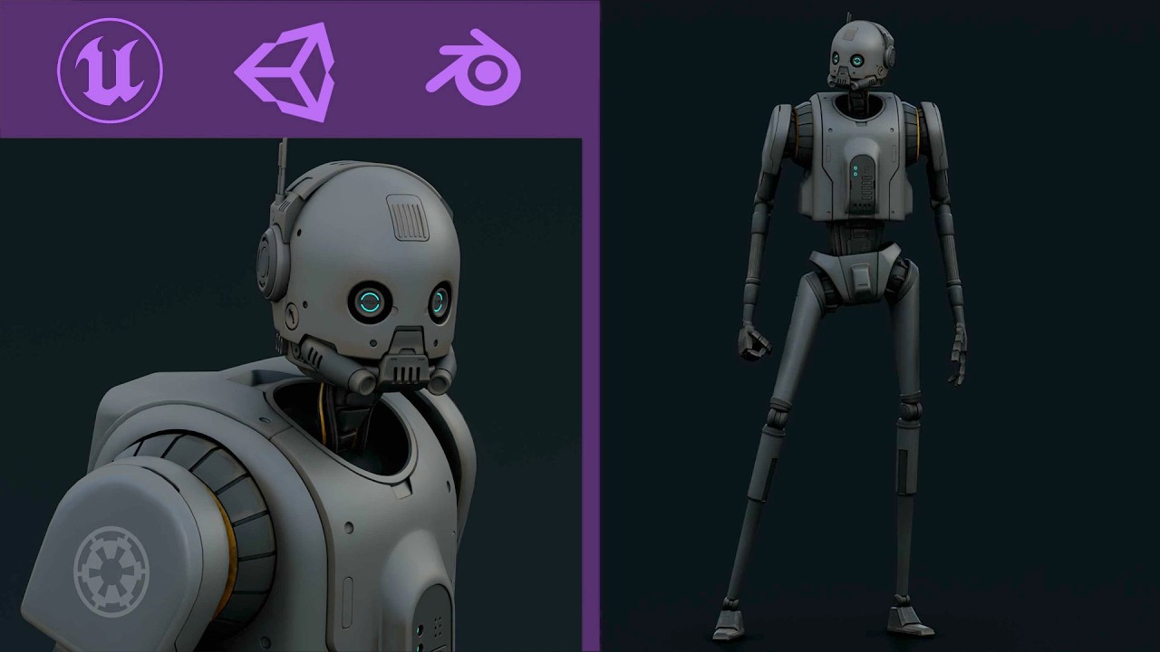 Imperial Droid-04 Auto-Rig Pro Rigged For Mixamo Unreal Engine Unity 3D Model