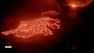 Erupción de lava en el volcán Kilauea de Hawái