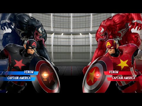Venom & Captain America (Black) Vs Venom & Captain America (Red) Fight | Marvel vs Capcom Infinite