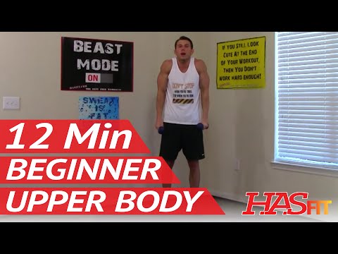 12 Min Beginner Upper Body - HASfit Easy Weight Exercises - Beginner Strength Training Easy Workouts