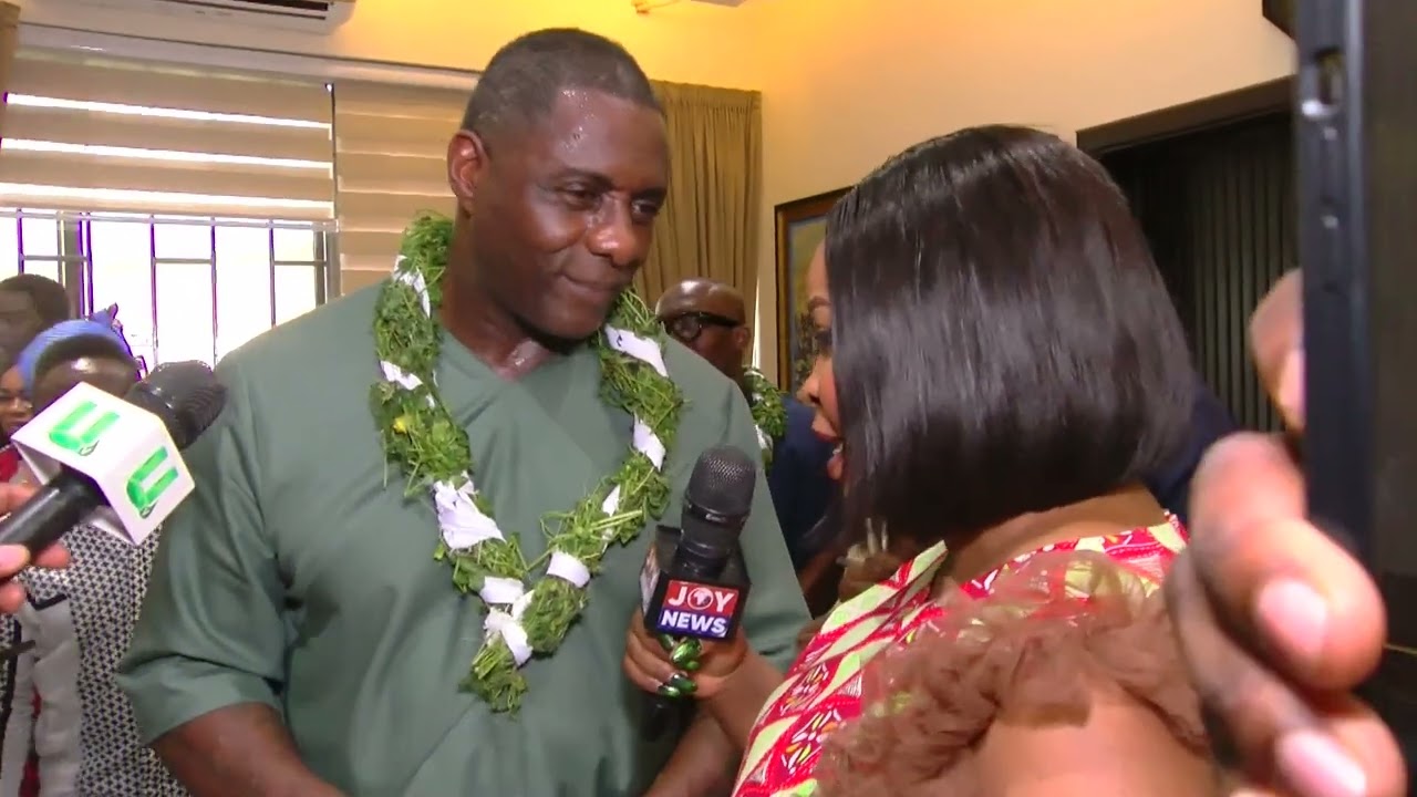 Watch Video| Idris Elba Meets Ga Mantse, Seeks Blessings Ahead of Studio Film Project