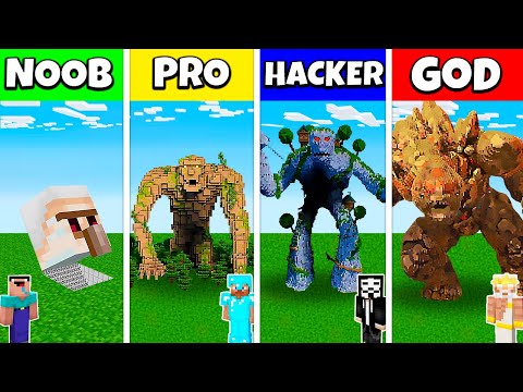 INSIDE GOLEM HOUSE BASE BUILD CHALLENGE - Minecraft Battle NOOB vs PRO vs HACKER vs GOD / Animation