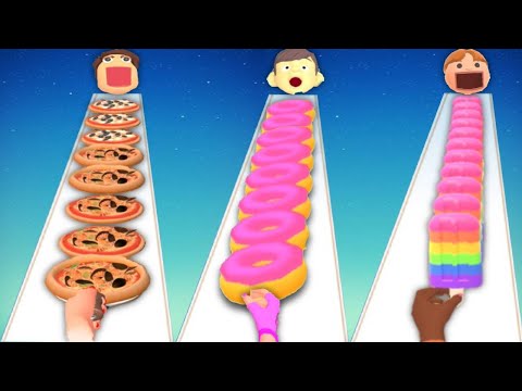 I WANT PIZZA vs DONUT STACK RUN RACE 3D vs POPSICLE STACK - Triple Game