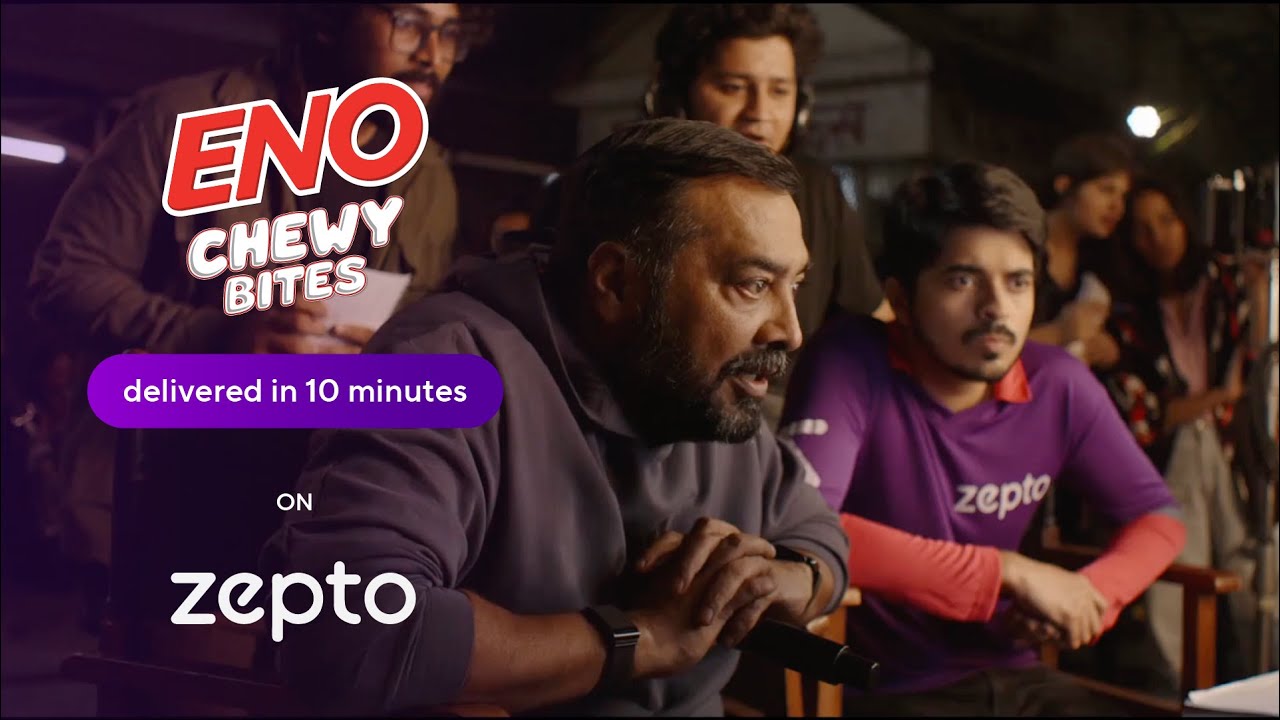 Zepto's 'Instant acidity relief in just 10 minutes with ENO Chewy Bites on Zepto' campaign.