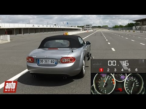 Mazda MX-5 1.8 MZR : 0 à 100 km/h sur le circuit de Montlhéry - AutoMoto 2015