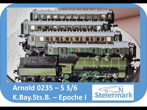 N gauge - Arnold 0235 / Bavarian express train - S 3/6 - Special edition 1992 by Minitrix & Arnold