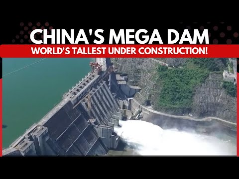 Shuangjiangkou Dam on the Dadu River in Sichuan, China, the tallest dam in the world